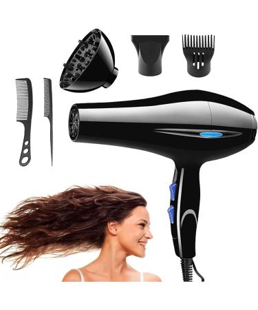 High-Power 2200W Ion Hair Dryer Hot Cold Air Mode Fan Temperature Settings - Powerful Hair Dryer with Dryer Attachments Styling Nozzles Pointed Tail Comb Flat Comb Nanyaciv - Buy Online on GoSupps.com