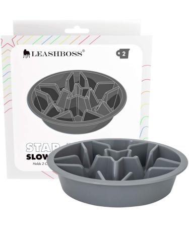 Leashboss Dog Bowl Slow Feeder for Raised Pet Feeders - Maze Food Bowl Compatible with Elevated Diners for Neater Pet Eating (4 Cups - 8.9-9.25 Inch Feeder Holes, Gray) 2 Cup - 7.5-8 Inch Feeder Holes Gray