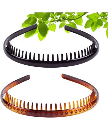 FRCOLOR 2 Pieces Teeth Comb Headbands Unisex Hard Plastic Tooth Hairband Anti-slip Hair Hoops Daily Headdress Hair Accessory for Women Men(Coffee Black) - Buy Online on GoSupps.com