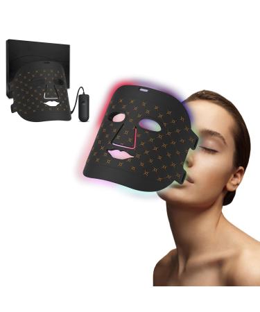 7 Color Red Light Therapy Mask Portable Home Use LED Skin Face Mask Light Therapy for Face for Wrinkle Reduction Anti Aging Black