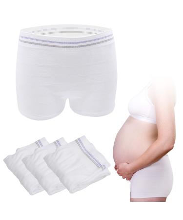 HANSILK Maternity Knickers Disposable Postpartum Underwear Breathable & Stretchable Maternity Pants for Maternity/C-Section Recovery/Incontinence/Travel XL White 3pcs