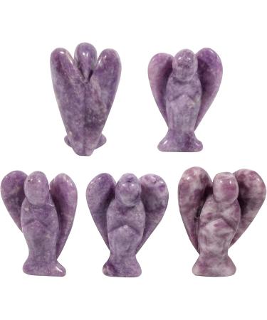 Lovionus89 Lila Lepidolit Angel Statue - Hand Carved 5cm Healing Crystal Decoration | Purple Lepidolite Figurine for Home & Gift - Buy Online on GoSupps.com