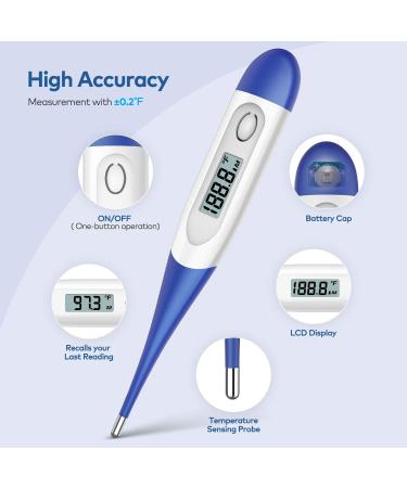 Digital Oral Thermometer for Adults - Fast Reading Fever Thermometer in Dark Blue - Buy Online on GoSupps.com