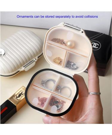 Portable Pill Organizer - Mini Travel Pill Box for Vitamins & Supplements | Cream Color - Buy Online on GoSupps.com
