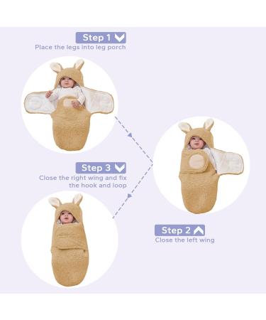 FUNUPUP Baby Hooded Swaddle Blanket | Winter Fleece Sleeping Bag for Newborn 3-6 Months | Brown Baby Clothes for Boys and Girls - Buy Online on GoSupps.com