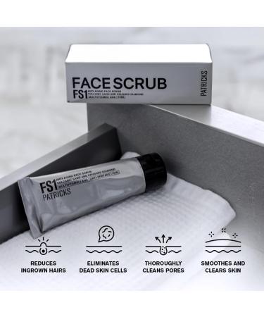 PATRICKS FS1 Exfoliating Facial Scrub for Men | Anti-Aging Face Scrub | Travel-Friendly Skin Care | Reduces Ingrown Hairs & Dead Skin | Diamond & Volcanic Sand | 75g - Buy Online on GoSupps.com