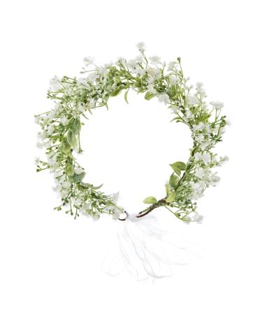 June Bloomy Bridal Flower Crown - Rose Floral Headband for Women - Maternity Photo Prop/Baby Shower - White Leaf Hair Wreath - Buy Online on GoSupps.com