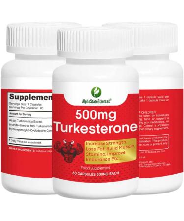 AlphaStateSciences Pure Ajuga Turkesterone 500mg - 60 Capsules, 10% Standardized Turkesterone - Buy Online on GoSupps.com