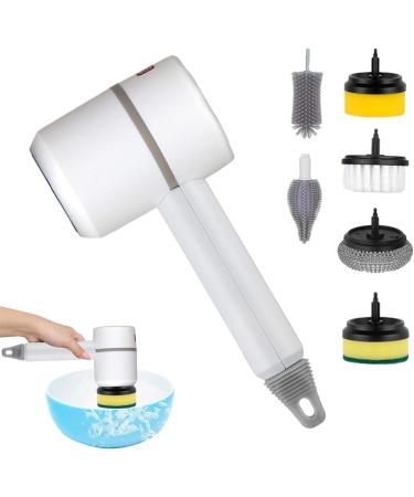 Cordless Scrubber | Power Cleaning Brush Handheld Rechargeable Kitchen Dish Brush with 6 Replaceable Brush for Bathroom Living Room Kitchen White - Buy Online on GoSupps.com