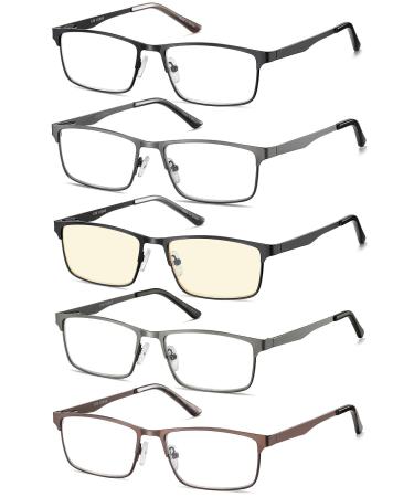 EYECEDAR 5-Pack Reading Glasses for Men Metal Frame Spring Hinges with Computer Readers 2.50 5 Pairs Mix 2.5 x