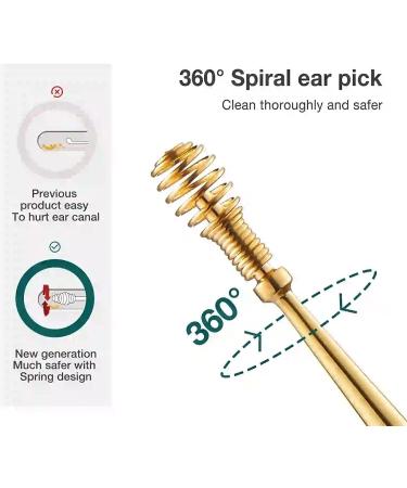 Skyrro Stainless Steel Ear Wax Cleaner Set - Yellow Earpick Remover Spiral Tools - Buy Online on GoSupps.com