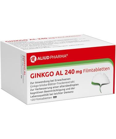 ALIUD PHARMA Ginkgo AL 240 mg - 120 Film-Coated Tablets for Mild Dementia Relief | Ginkgo Biloba Extract - Buy Internationally - Buy Online on GoSupps.com