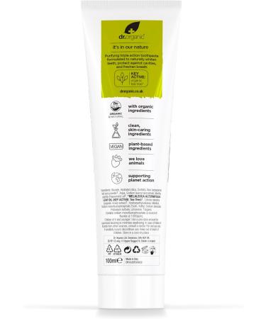 Buy Dr. Organic Tea Tree Toothpaste - Natural Vegan & Eco-Friendly - 100ml (1 Pack) - Paraben & SLS-Free Animal Test-Free - Buy Online on GoSupps.com