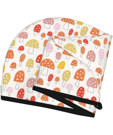 Cute Cartoon Mushrooms Microfiber Hair Towel | Super Absorbent Coral Velvet Wrap for Long Curly & Thick Hair - Quick Dry & Soft for Women - Buy Online on GoSupps.com