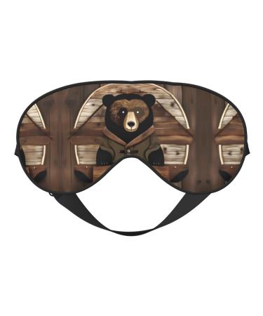Rustic Bear Eye mask Soft Elastic and Adjustable Nighttime Comfort Sleeping mask Suitable for Both Men and Women Black