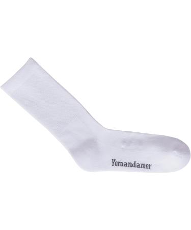 Yomandamor Men's Diabetic Crew Socks - Breathable Cotton Non-Binding Cushioned - 4-Pair Size 10-13 White - International Shipping Available - Buy Online on GoSupps.com