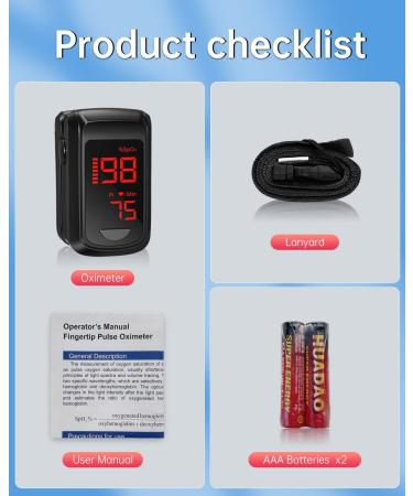 Fingertip Pulse Oximeter - Mini Oxygen Saturation Monitor with Graph Display & Alarm - iOS/Android Compatible (Black) - Buy Online on GoSupps.com