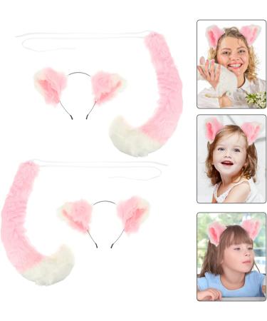 Animal Costume Accessories Plush Fox Ear Headband and Tail Set Christmas Party Costume Accessories Xmas Party Favors Photo Props for Kids Children Adult Pink White - Buy Online on GoSupps.com