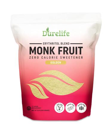 Durelife Golden Monk Fruit Sweetener 5 lb Bulk Size, 1:1 Sugar Replacement, Keto Diet Friendly, Zero Calorie Sugar Substitute, Packaging May Vary 5 Pound (Pack of 1) 1 Pack