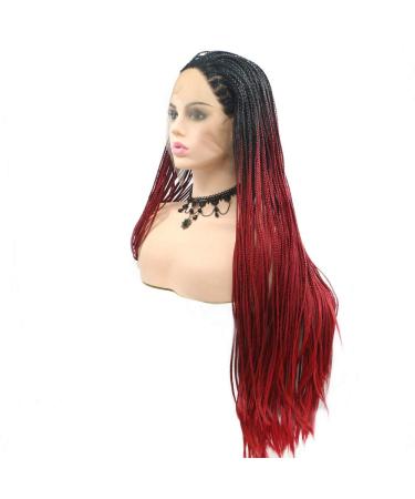 Drag Queen Afro Box Braided Wigs - Ombre Red Lace Front for Women | Cosplay & Party - Buy Online on GoSupps.com