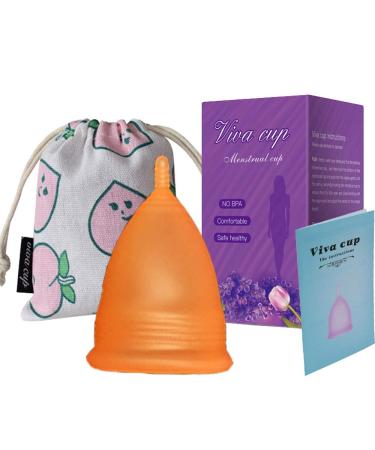 Super soft menstrual cup sensitive cup - medical silicone cup - reusable women's hygiene products ladies tie for women (L orange)