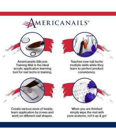 Americanails Acrylic Nail Training Mat - Silicone Trainer Sheet for Application Practice Flexible Roll Up Pad Template for Acrylic Fingernails
