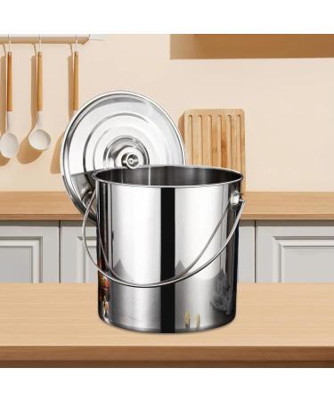 Stainless Steel Bucket 6L/12L/20L Kitchen Stainless Steel Bin with Lids and Handle Water Bucket (Color : Silver 25cm) - Buy Online on GoSupps.com
