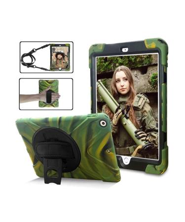 iPad Kids Case Air 3 10.5 Jennyfly Shockproof Hard Rugged Durable 3-Layer Protective Case with Kickstand/Adjustable Hand Strap/Shoulder Strap/Pencil Holder for 2017/2019 iPad 10.5- Camouflage 2017/2019 iPad 10.5 Camouflage