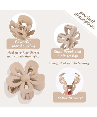 Daisy Flower Hair Clips for Women Girls - 6 Pack Medium Claw Clips for Thick Thin Hair - Non Slip Matte Neutral Jaw Clips - Brown - Buy Online on GoSupps.com