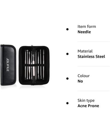 JOLIFILE Pimple Popper Tool 9PCs Spot Popper Comedone Blackhead Remover Kits with Curved Tweezers and Pimple Popper Spot Remover for Facial Skin 9 Count (Pack of 1) - Buy Online on GoSupps.com
