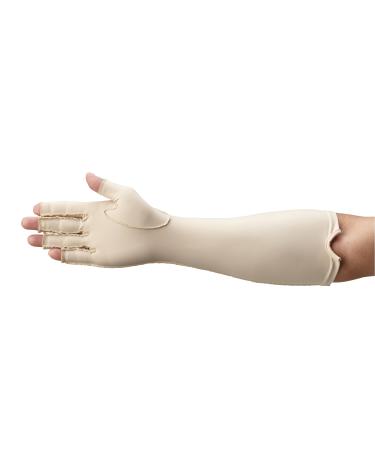 Rolyan Forearm Length Right Compression Glove Open Finger Compression Sleeve to Control Edema and Swelling Water Retention and Vericose Veins Covers Fingers to Forearm on Right Arm Small