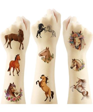 8 Sheets Horses Temporary Tattoos for Kids Horse Party Favors Waterproof Temporary Face Tattoos Horse Tattoos Stickers for Party Decorations - Buy Online on GoSupps.com