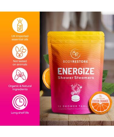 BodyRestore Shower Steamers - Aromatherapy Tablets (Pack of 12) | Citrus & Cocoa Scented Gifts for Men & Women - Buy Online on GoSupps.com