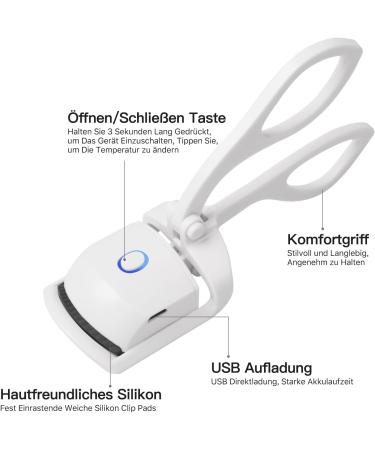 Eyelash Curler USB Rechargeable Electric Eyelash Curler Electric Eyelash Curler with 2 Temperature Settings Professional Eyelash Curler for Long Lasting Natural Curling (White) - Buy Online on GoSupps.com