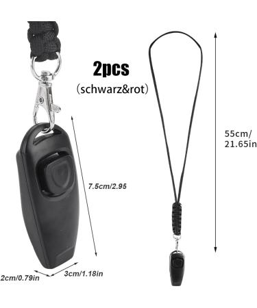 Wasuqo 2-Pack High Frequency Dog Whistle & Clicker Training Set - Black/Red | Perfect Recall & Training Tool for All Dogs - Buy Online on GoSupps.com