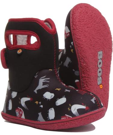Bogs Baby Wellington Boots Plum Flower Stripe 71565 | UK Size 3-8 | Farm Black Multi - Buy Online on GoSupps.com