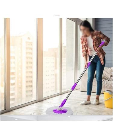Mop Rotating Stainless Steel Rotating Handle 360 Rotating Micro Fiber Fabric Efficient Floor Cleaning to pursue happiness Purple - Buy Online on GoSupps.com