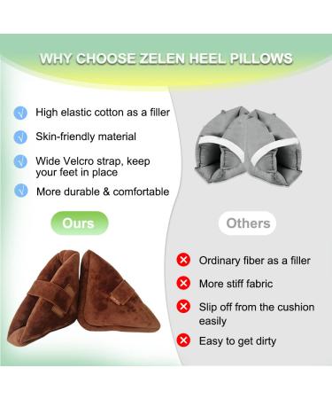 Foot Support Heel Cushion Pillow for Pressure Sores - 2 Pcs Pack, Brown - Heel Ankle Protectors for Bed Sores, Ulcers, Pain Relief - Buy Online on GoSupps.com