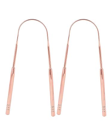 Stainless Steel Tongue Cleaner 2pcs Set - Reusable Tongue Scraper for Adult & Kids - Oral Care Tool for Bad Breath Treatment - Rose Gold - Buy Online on GoSupps.com