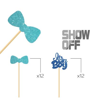 MonMon & Craft It's a Boy Cupcake Toppers - Baby Shower Cupcake Toppers - Boys 1st Birthday - Gender Reveal Party Cupcake Decorations - Blue Glitter 24 Pcs - Buy Online on GoSupps.com