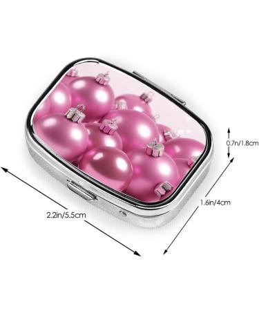 Shop Pink Christmas Balls Printed Square Pill Box | Portable Travel Medicine Organizer - Buy Online on GoSupps.com