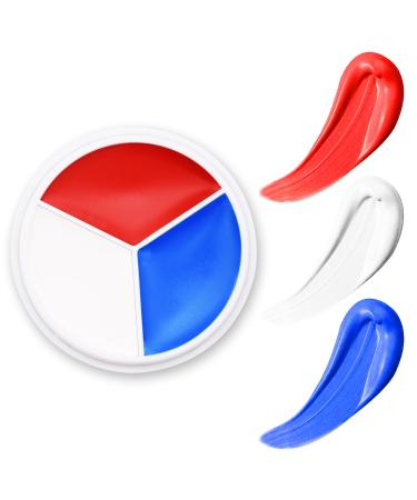 Red White Blue Face Body Paint - USA American Flag 3 Colors Makeup Face Painting Palette for America's Patriotic Events 4th of July Independence Day Veterans Day Halloween Sports Event