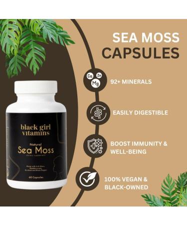 Black Girl Vitamins Organic Sea Moss Capsules 92 Minerals Superfood Supplement | Vegan Sea Moss Pills for Thyroid Digestive & Immune Support | Black-Owned Non-GMO - Buy Online on GoSupps.com