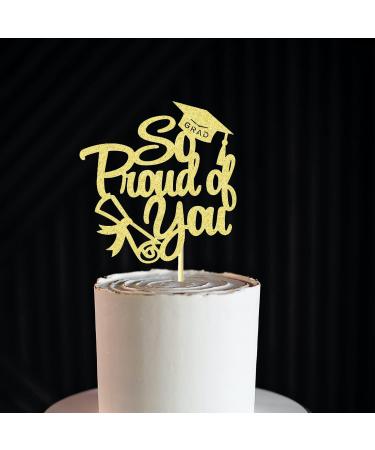 So Proud of you Cake Topper Gold Glitter 2024 Graduation Cake Pick for 2024 High School/College/Senior Graduation Party Glitter Decorations - Buy Online on GoSupps.com