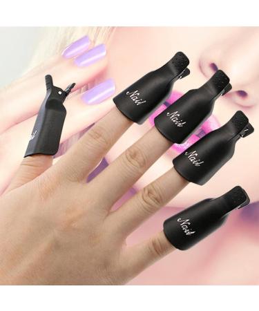 Nail Polish Remover Clips Set - 10 Pcs UV Manicure Soak with Cuticle Cutter Trimmer | Gel Polish Removal Tool - Black - Buy Online on GoSupps.com