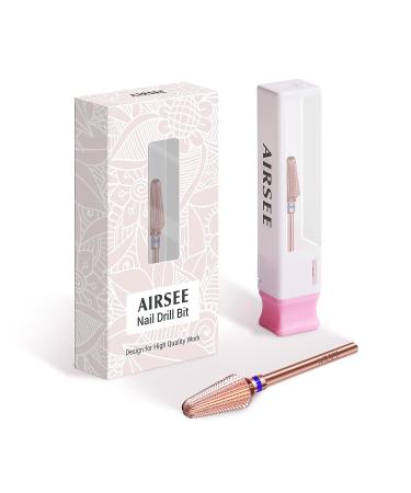 AIRSEE Tungsten Carbide Nail Drill Bit - Rose Gold Tornado Medium-M, Fast Gel Removal, 3/32 Shank, Right Hand, Salon Quality - Buy Online on GoSupps.com