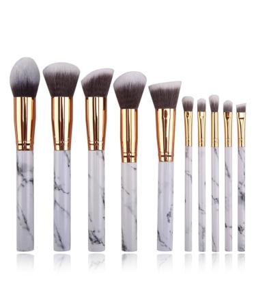 10-Piece Makeup Brush Set - Marble Handle Portable Beauty Tools for Ladies & Girls | International Shipping - Buy Online on GoSupps.com