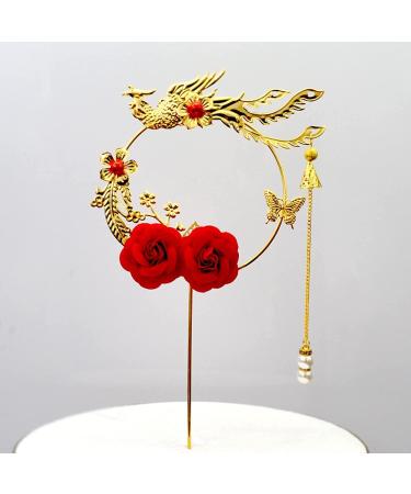 Personalised Cake Toppers Cake Decorations Cake Toppers for Women Chinese Style Cake Decorations Elegant Party Dessert Decoration Supplies Love Gift Gold Gd - Buy Online on GoSupps.com