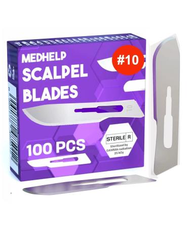Disposable Scalpel Blades #10 Pack of 100 Size 10 Surgical Blades High Carbon Steel Dermaplane Blades. Individually Wrapped Scapel Blade Sterile