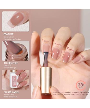 GAOY Gel Nail Polish Kit with UV Light Starter Set - Jelly Nude Colors for DIY Manicure and Pedicure at Home - Sheer Maroon - Buy Online on GoSupps.com
